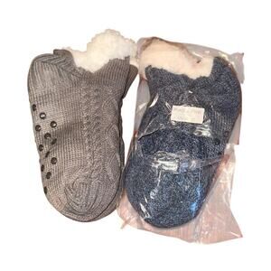 Unbranded Sz M Two Pair Fleece Lined Slipper Socks No‎ Slip Cozy